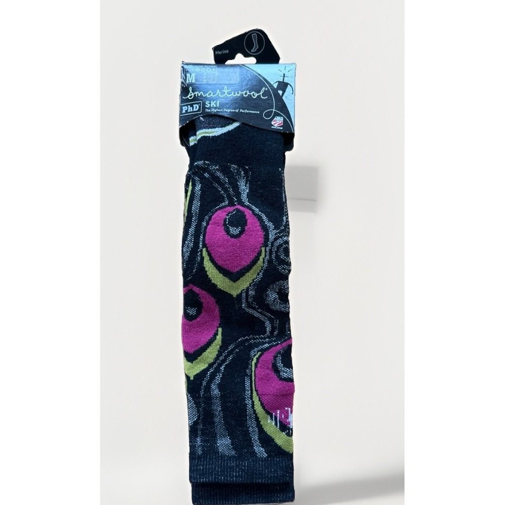 NWT Smartwool PhD Ski Socks Women's M Merino Wool Imperial Purple Feather